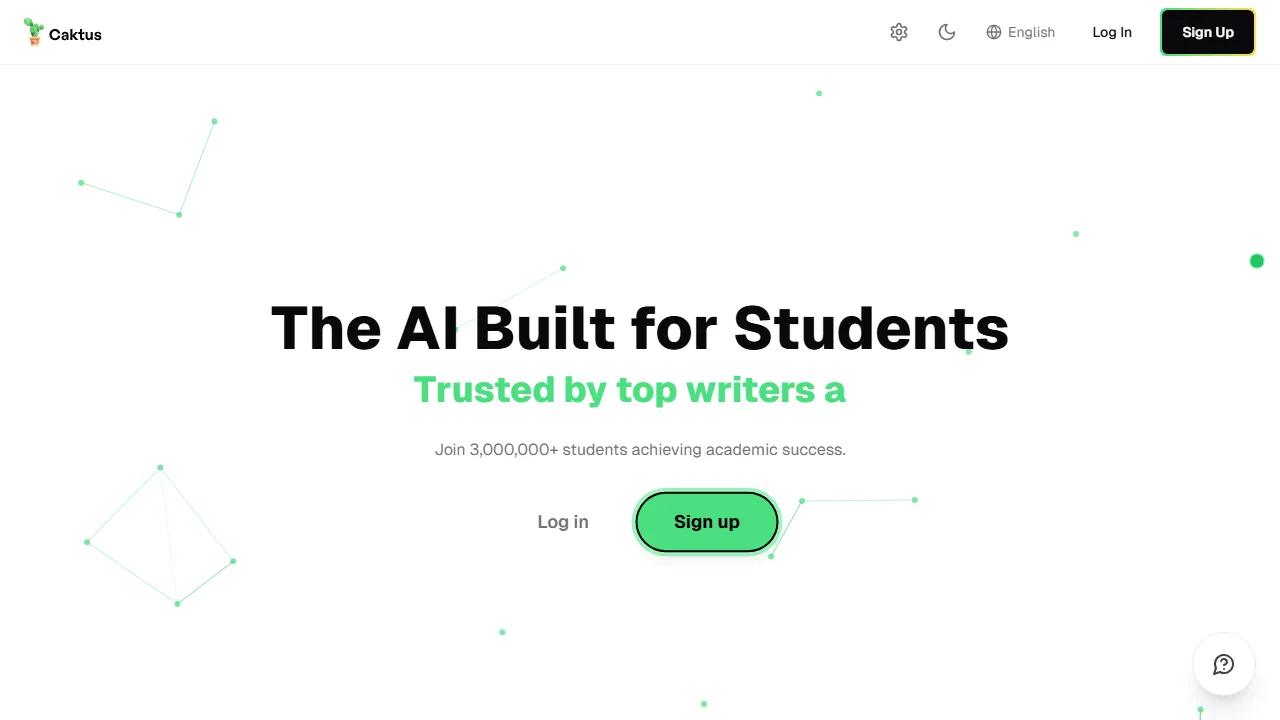 Caktus AI Oberfläche-Screenshot zeigt das Haupt-Dashboard