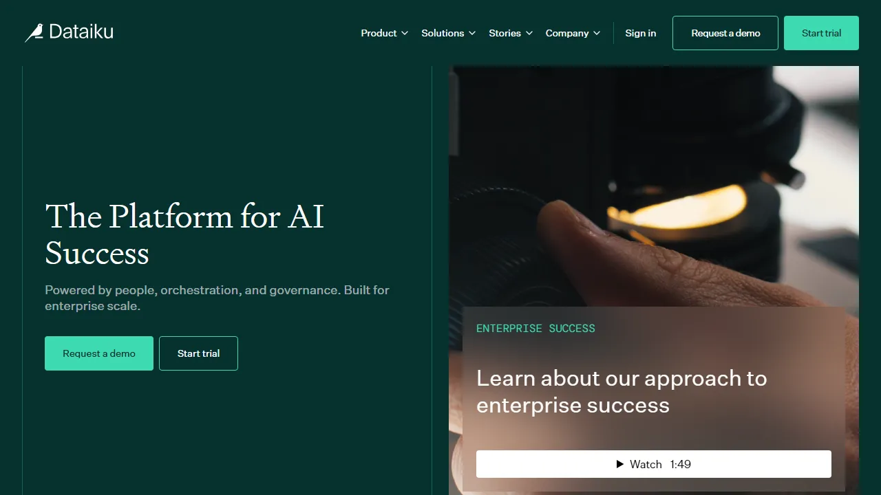 Dataiku Oberfläche-Screenshot zeigt das Haupt-Dashboard