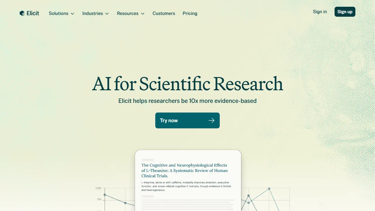 Elicit Oberfläche-Screenshot zeigt das Haupt-Dashboard