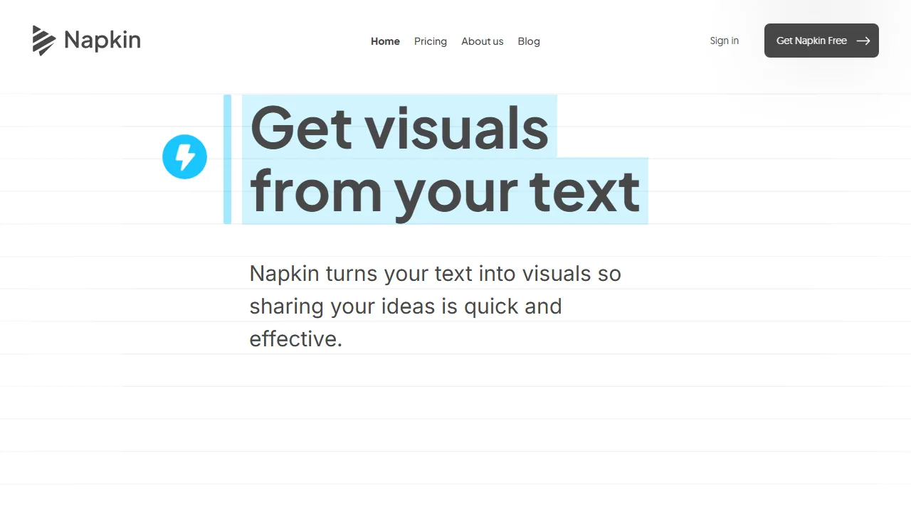Napkin AI Oberfläche-Screenshot zeigt das Haupt-Dashboard