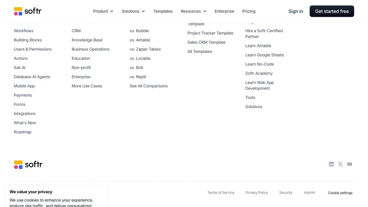 Softr Oberfläche-Screenshot zeigt das Haupt-Dashboard